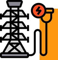 An electric tower with a power line and a plug vector