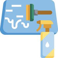 A sprayer and a sponge are on a table vector
