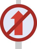 A no entry sign with an arrow pointing down vector