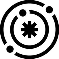 A black and white logo with a circle and a cog vector