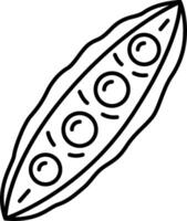 A black and white drawing of a pod of peas vector