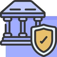 A bank building with a shield and a check mark vector