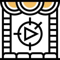 A movie theater icon with a play button vector