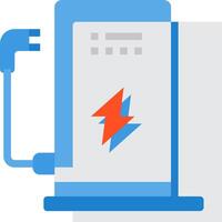 A blue and white electric charger with a lightning bolt on it vector