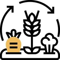 A black and white icon of a wheat field with a carrot and a sign that says grow vector