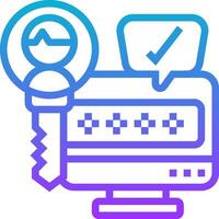 A computer with a key and a check mark vector