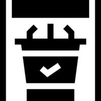 A black and white icon of a trash can vector