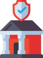 A bank building with a shield on top vector