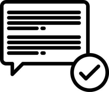 un habla burbuja con un garrapata marca en eso vector