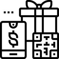 A black and white image of a gift box and a phone vector