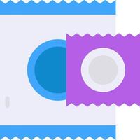 A purple and blue packet with a white button vector
