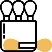 A black and yellow box with four knives inside vector