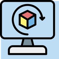 A computer monitor with a cube on it vector