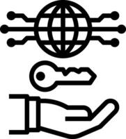 A hand holding a key and a globe vector