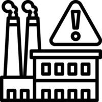 A factory with smoke stacks and a warning sign vector