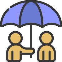 Two people holding an umbrella over each other vector