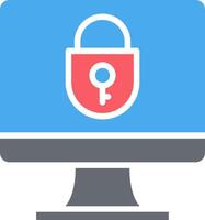 A computer screen with a padlock on it vector