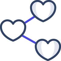 Two hearts connected by a blue line vector
