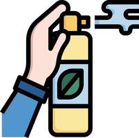 Hand holding a spray bottle with a green leaf on it vector