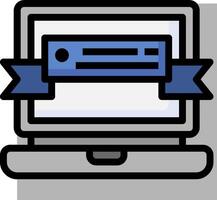 A laptop with a blue ribbon on it vector