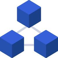 Three blue cubes are connected to each other vector