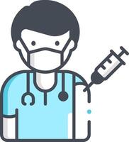 A doctor with a syringe and a mask vector