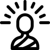 A black and white icon of a person with a light coming from their head vector