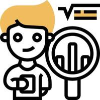 A man holding a magnifying glass and a magnifying glass vector