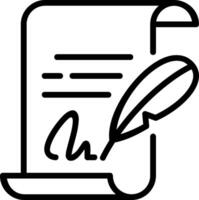 A black and white image of a document with a pen vector