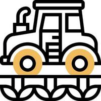 A tractor with a plow on the side of it vector