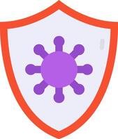 A shield with a virus icon on it vector