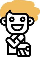 A cartoon boy with a backpack and smile vector