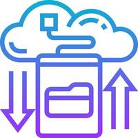 A cloud with a file in it and arrows pointing to it vector