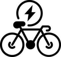 A black and white illustration of a bicycle with a lightning bolt vector