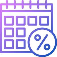 Calendar icon with percentage and percent sign vector