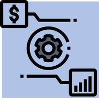A graphic of a dollar sign and a gear vector