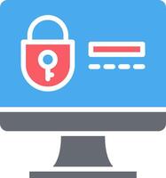 A computer screen with a padlock icon vector