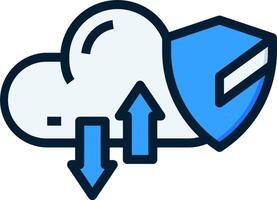Cloud security icon with arrow pointing to the cloud vector