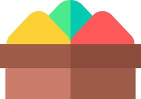 A colorful box with three different colored eggs inside vector