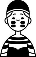 A black and white illustration of a man with a face mask vector