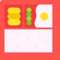 A red box with an egg, beans and a piece of toast vector