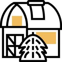 A barn with a tree in the front and a door vector