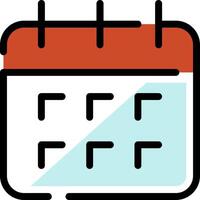 A calendar icon with a red and white background vector