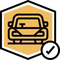 A car with a check mark and a car icon vector