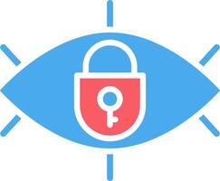 An eye with a padlock and key icon vector