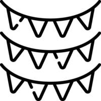 A black and white drawing of three bunting flags vector
