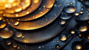 Textured black and gold surface with cracks showcasing an artistic blend of elements photo