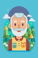 An illustration of an old man with a beard and hat vector