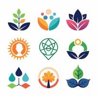 A set of colorful logos for nature and health vector