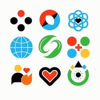 A set of colorful logos with various shapes vector